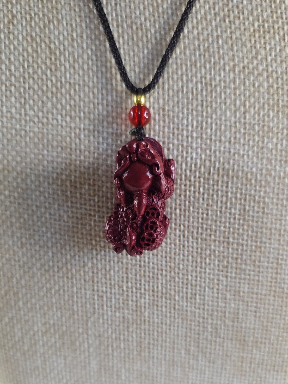 Cinnebar Carved Pixiu Pendant Necklace - Women Jewelry